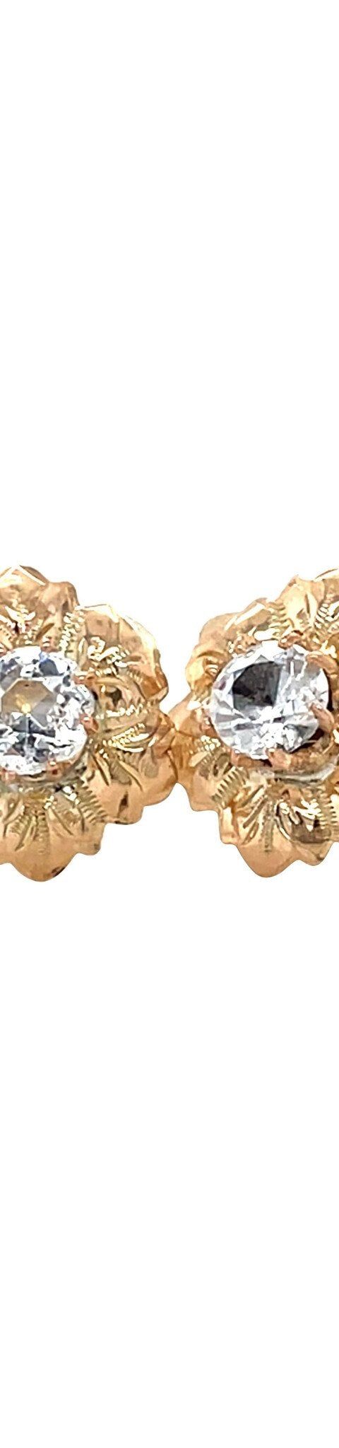 Vintage 14K Gold Stud Earrings with Topaz